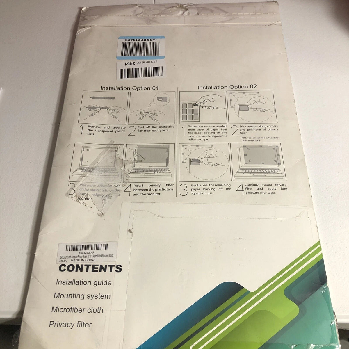 Filtre de confidentialité 21,5 pouces (16:9) – Mat et antireflet – Transparent – Lot de 2