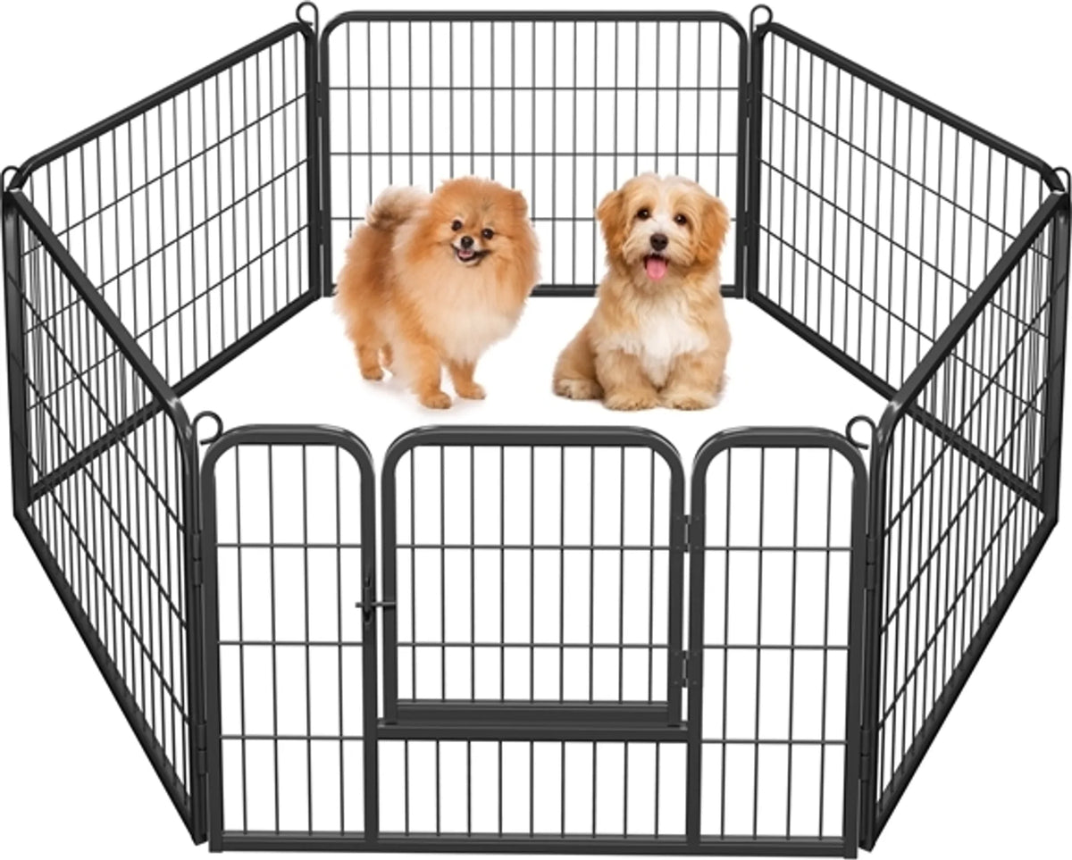 Yaheetech : enclos pour chiens / animaux sûr et modulable, composé de 6 éléments, 60 cm – Noir – Métal