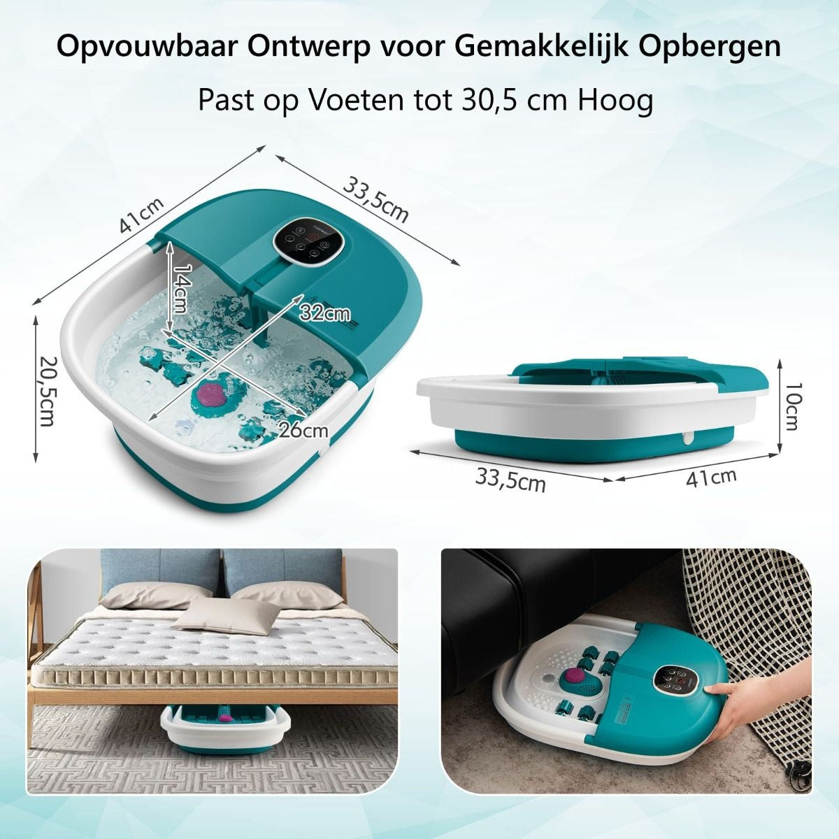 Coast foot bath massage -appareil de massage des pieds avec commande externe pliable 33.5 x 41 x 20.5 cm turquoise