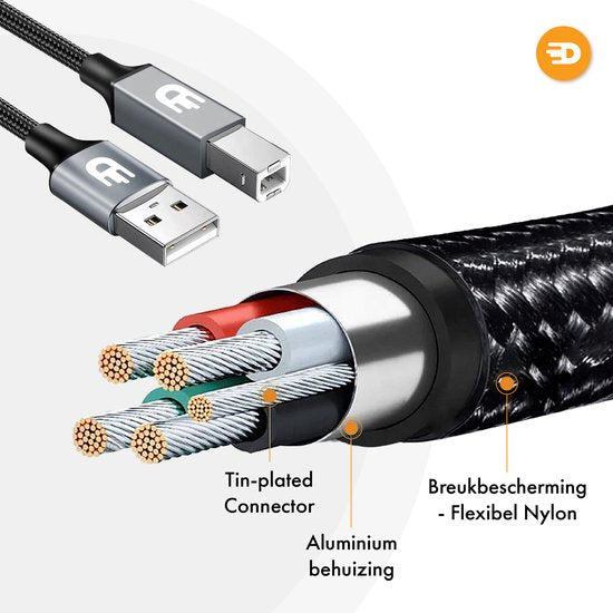 Drivv. Câble d'imprimante Premium Câble USB 2.0 vers USB B - Câble d'imprimante 3 mètres