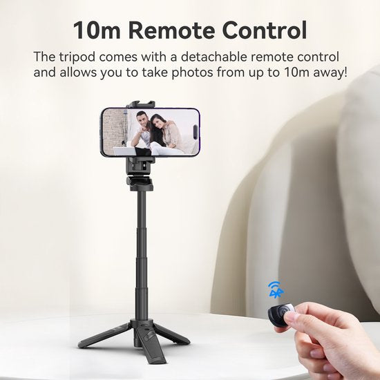 Trépied selfie stick de poche Ulanzi JJ02 pour smartphone - Avec télécommande Bluetooth - Format compact, tient dans la poche - Hauteur maximale : 40 cm - Noir
