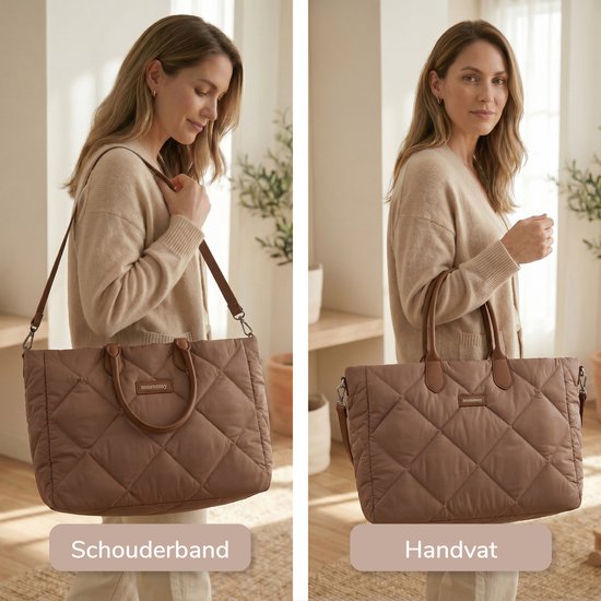 Sac à langer Mommsy – Sac à langer – Mom Bag – Compartiment isotherme – Tissu matelassé – Mommy Bag – Très spacieux – Hydrofuge – Organiseur – Léger – Marron