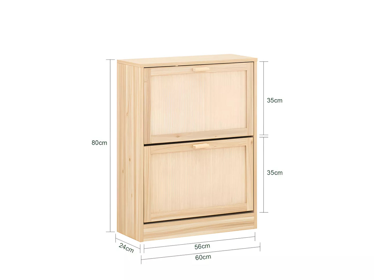 SoBuy Meuble à chaussures avec 2 abattants, meuble à chaussures, étagère à chaussures, meuble de rangement à chaussures avec 2 portes, meuble d'entrée 60 x 24 x 80 cm, FSR160-N