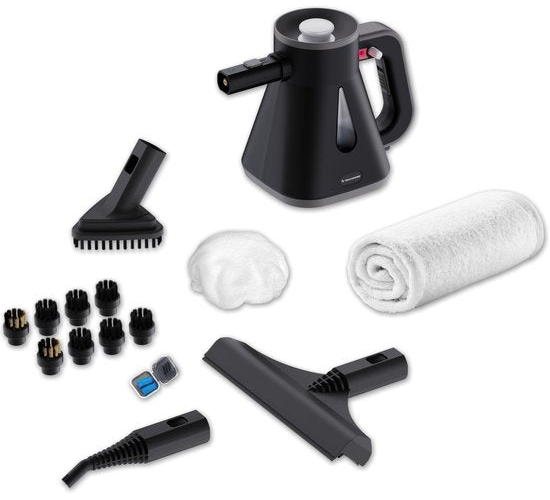 Techweise TS Compact Handheld Steam Cleaner - 15 Accessories - 1200W 2.6 Bar- Wet & Dry function - Handheld Steam Cleaner
