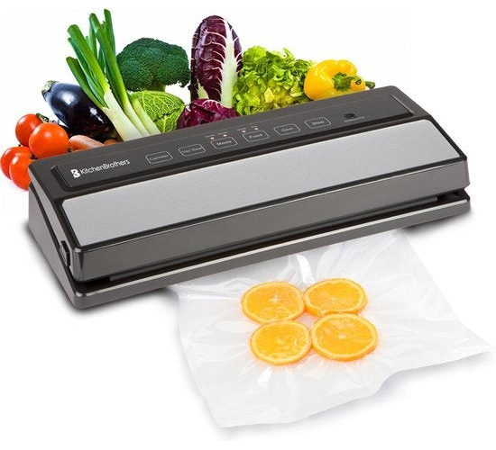 Machine sous vide - KitchenBrothers - Scelleuse sous vide automatique - 4 modes - Avec rouleau de film - sacs sous vide et tuyau d’aspiration - Noir
