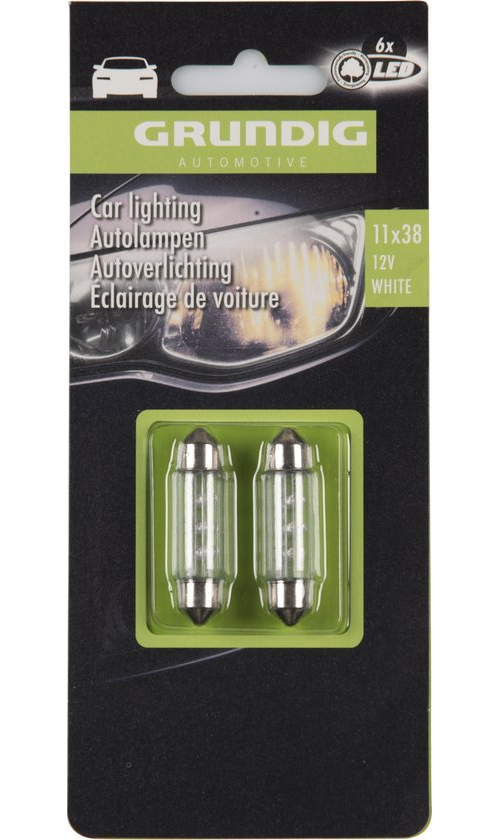 Grundig Set of 2 Car Lights - 6x LED - 12 Volt - 11 x 38 - Blanc