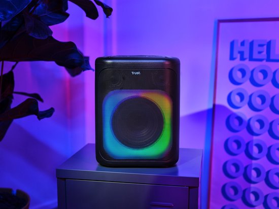 Trust Azura - Enceinte Bluetooth - Partybox - Sans fil - Éclairage RGB - Autonomie maximale de 11 heures - Noir