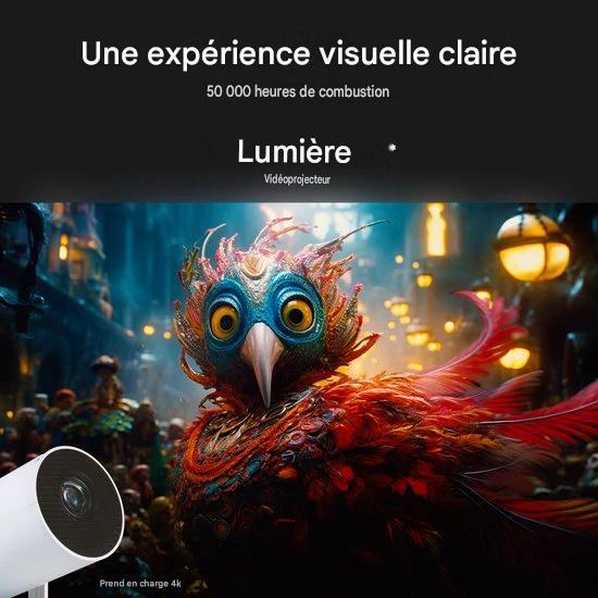 Lumina Mini Pro Beamer - Home cinema - Projecteur - Android 11.0 - WiFi 6 & Bluetooth 5.2 - Qualité d'image 4k - Ecran de projection - Blanc