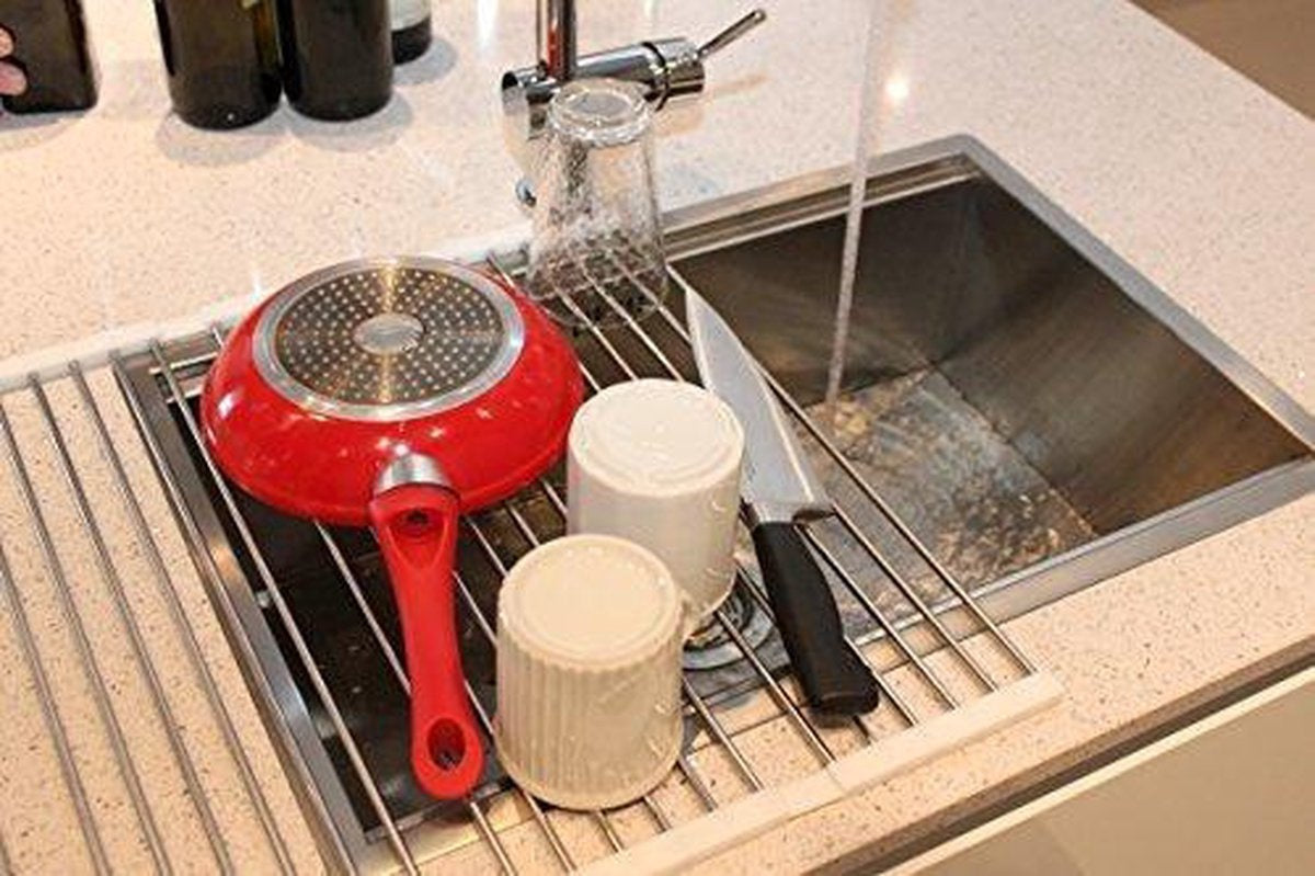 Égouttoir en acier inoxydable | Grille d'égouttage pliable Copa Design | Grille pour casseroles | Support pour casseroles | Dessous-de-casserole | Acier inoxydable