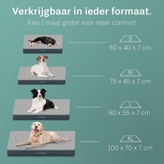CozySense® - Coussin orthopédique pour chien 90 X 55 cm - Taille L - Imperméable - Convient comme coussin de banc et lit pour chien