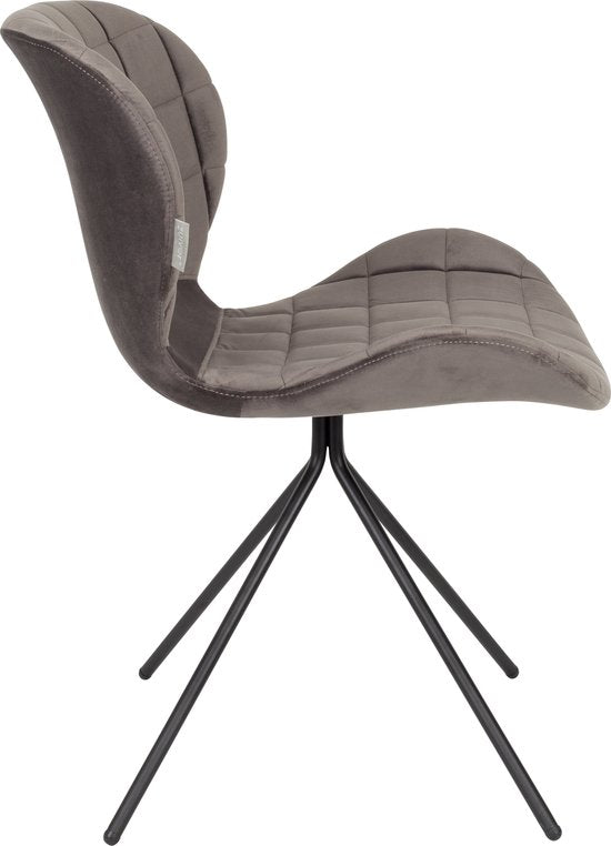 Chaises de salle à manger Zuiver OMG Velvet grises - Lot de 2