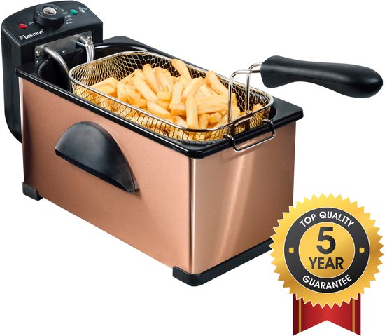 Friteuse Bestron 3,5 litres - AF370CO - Friteuse 2 000 W - Fenêtre de visualisation - Cuivre - Garantie 5 ans