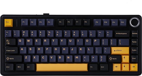 AULA F75 - Clavier gaming sans fil - Mécanique - Gasket - Hot Swap - Claviers QWERTY - Tri-mode - 80 touches - Noir tonnerre