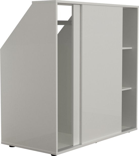 Armoire mur incliné chambre mansardée portes coulissantes - penderie et étagères - armoire de rangement adaptée aux murs inclinés