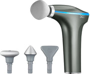 SKG - Pistolet de massage sans fil – 5 vitesses, fonction chauffante et 4 têtes interchangeables - F7-E - Gris