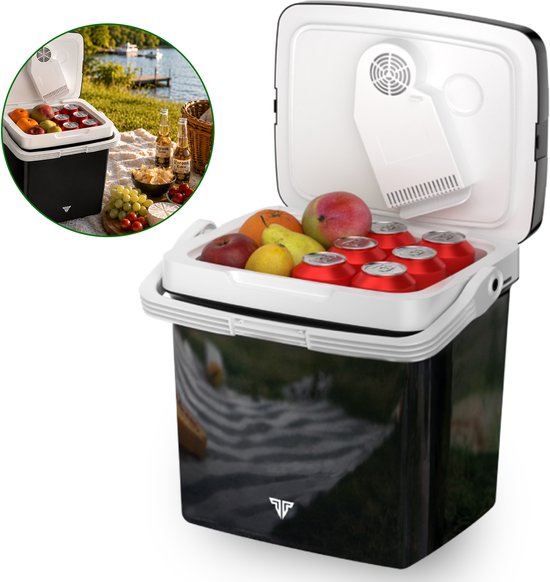 Glacière électrique Toivo - 26 litres - 12 V et 230 volts - Voiture - Réfrigérateur de camping - Refroidissement et chauffage - Glacière - Noir