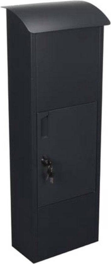 Perel Boîte aux lettres pour colis Helsinki, sur pied, avec plaque signalétique, 2 clés incluses, dimensions (H x L x P) 105 x 39 x 25 cm, gris foncé