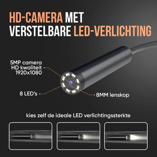 Strex Inspection Camera 10M - Android/IOS - IP68 Waterproof - 1080P HD - LED Illumination - Endoscope - Caméra d'inspection - Inspecter avec le téléphone