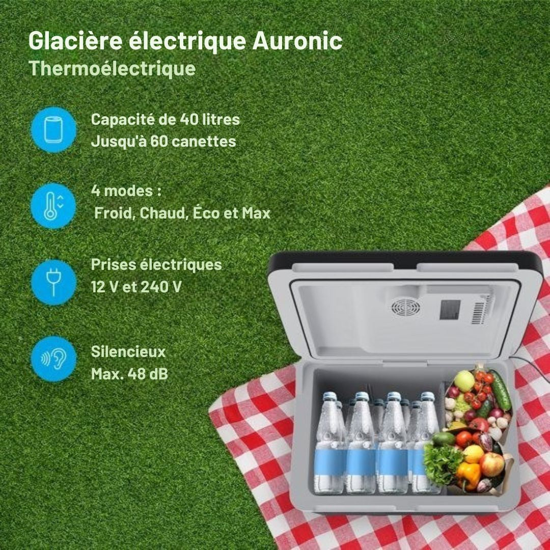 Glacière éléctronique - Auronic - 40L - 12V et 240V - Noir