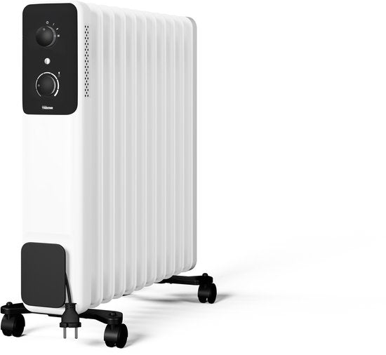 Radiateur à huile Tristar KA-5381 – Chauffage électrique 2500 W – Silencieux – Avec thermostat – Déplaçable – Sûr – 3 niveaux de chaleur – Radiateur mobile