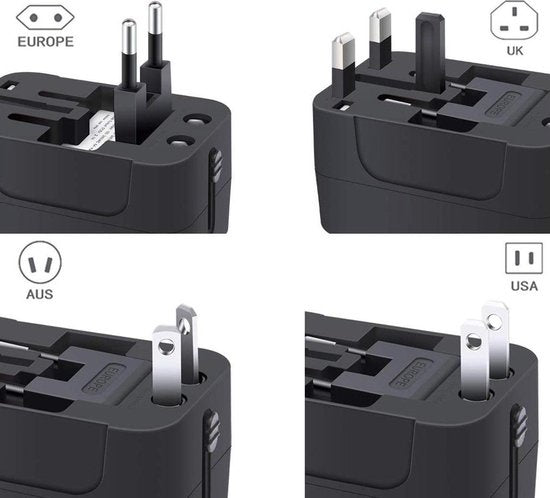 Adaptateur Universel  avec 2 ports USB à charge rapide - Northwall - Prise de voyage internationale pour plus de 150 pays - Angleterre, Amérique, Afrique du Sud, USA, Italie, Royaume-Uni, Australie, Inde, ...