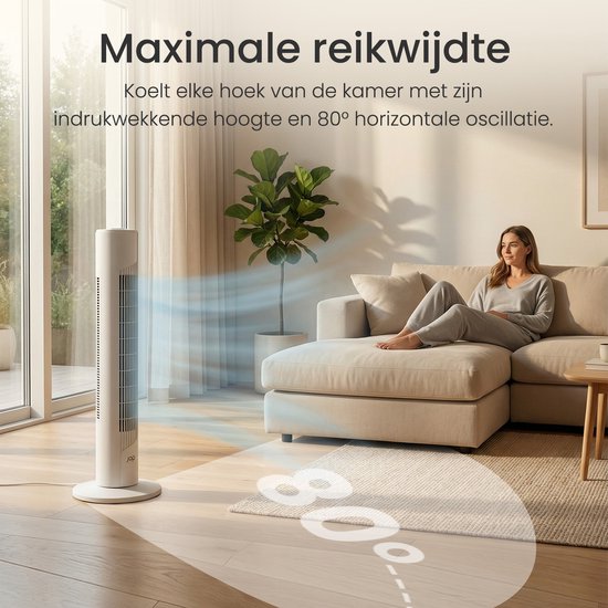 Ventilateur économe en énergie - Ventilateur colonne avec 3 vitesses et oscillation - Chambre à coucher - Blanc - JAP Québec