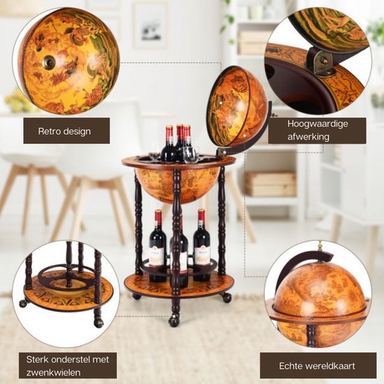 Costway - Porte-bouteilles - Globe bar - Porte-bouteilles - Globe bar - ⌀ 47 cm - Marron