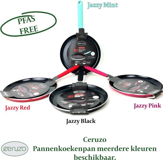 Ceruzo Poêle à crêpes sans PFAS - 24 cm - Jazzy Pink - Céramique Revêtement antiadhésif - Induction