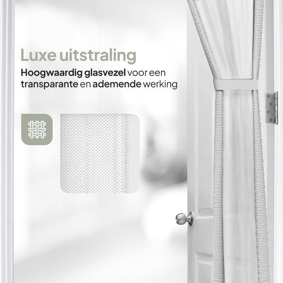 O'DADDY® Rideau de porte Deluxe FIBER - Rideau anti-moustiques magnétique - Pour les nouvelles constructions et les portes standard - Installation facile - Moustiquaire de porte blanche - 100x240 cm