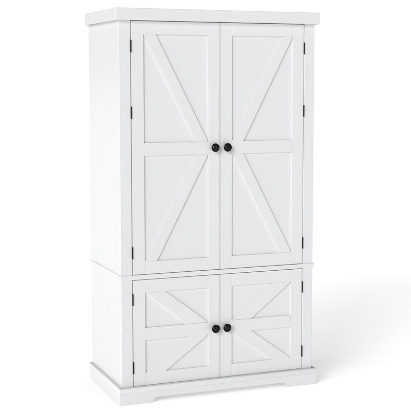 Armoire de rangement Coast à quatre portes – Équipée d'étagères réglables sur cinq niveaux, de six grands compartiments et d'un dispositif anti-basculement – Pour la cuisine et le salon – Bois blanc – 60 cm de long, 23 cm de large et 182 cm de haut