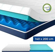 CozySense® DualFeel Topper Mattress 140x200 - Surmatelas - Surmatelas - Avec face chaude et face froide - CertiPUR® - Fermeté moyenne - 7,5 cm - Housse lavable