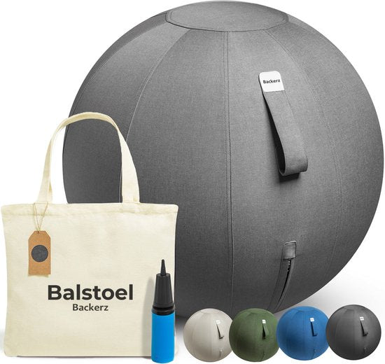 Ballon de siège Backerz 75 cm - Ballons de siège avec housse en lin - Chaise de bureau ergonomique pour le bureau et la maison - Ballon de yoga de luxe - Anthracite