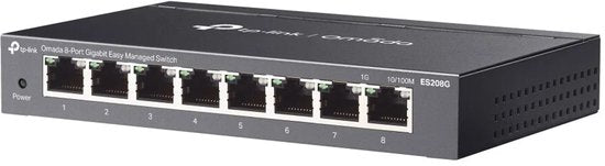 Commutateur réseau TP-Link Omada ES208G, géré, L2, Gigabit Ethernet (10/100/1000), noir