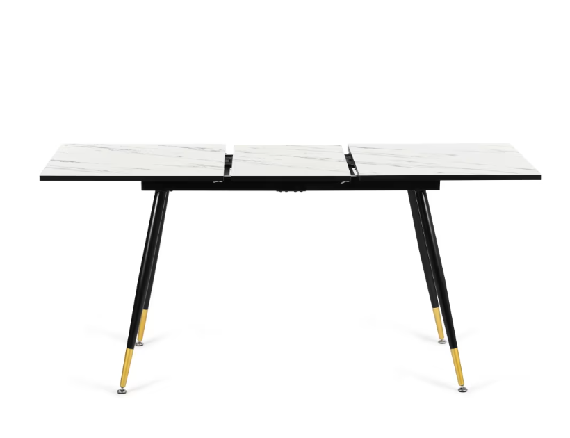 URBAN MEUBLE : table à manger rectangulaire extensible, aspect marbre blanc, 120-160 x 80 x 75 cm