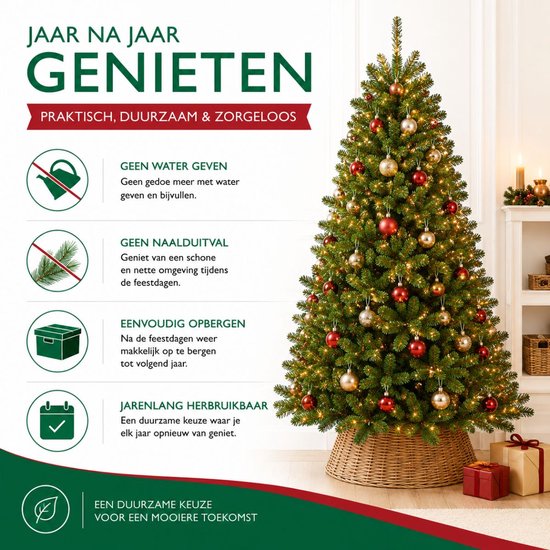 Sapin de Noël artificiel Triumph Tree Tuscan - Décoration de Noël d'intérieur à la forme naturelle - Sapin artificiel avec système d'assemblage par emboîtement à code couleur - H 155 x Ø 99 cm - Vert