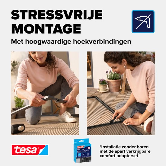 Moustiquaire tesa INSECT STOP en aluminium pour encadrement de porte - moustiquaire à cadre en aluminium, vue dégagée, anthracite - 100 x 220 cm