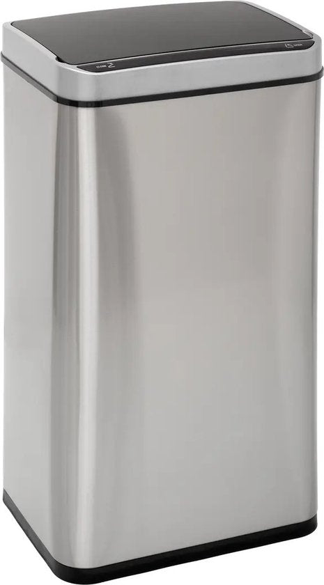 5Five Poubelle à pédale automatique - avec capteur de mouvement - argent - métal - 40 litres - 33 x 24 x 66 cm