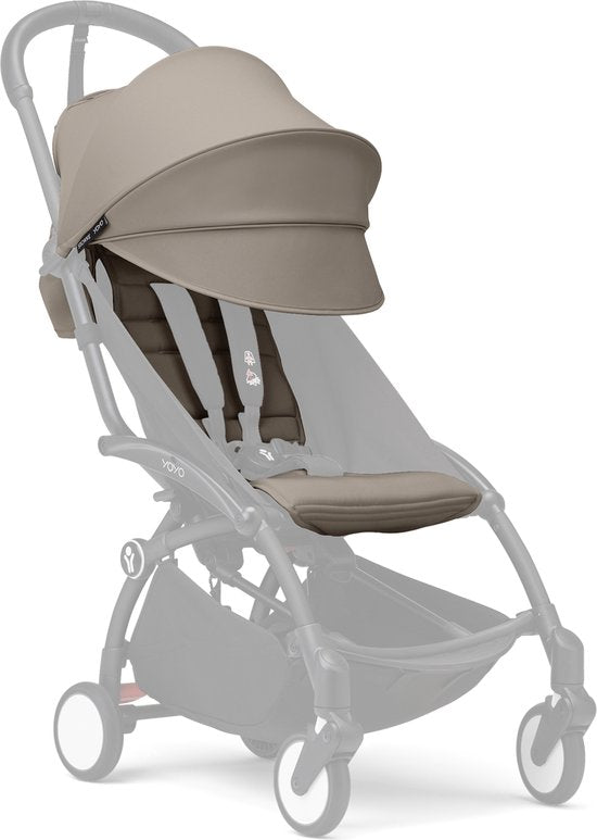 Ensemble de couleurs Stokke YOYO 6+, Taupe - Tissus : coussin d'assise, capote extensible et poche arrière zippée - Pour le châssis YOYO (vendu séparément)