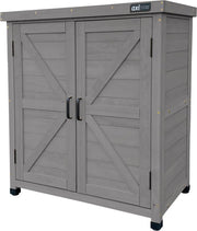 Armoire de rangement en bois AXI Felix – Armoire de jardin en bois certifié FSC – Système de fermeture magnétique – Pieds réglables – 80 x 45 x 93 cm – Gris chaud