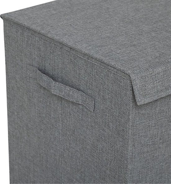 Panier à linge 5Five Eureka avec compartiments - 74 litres - gris - 37 x 37 x 60 cm - MDF/tissu en polyester - avec couvercle