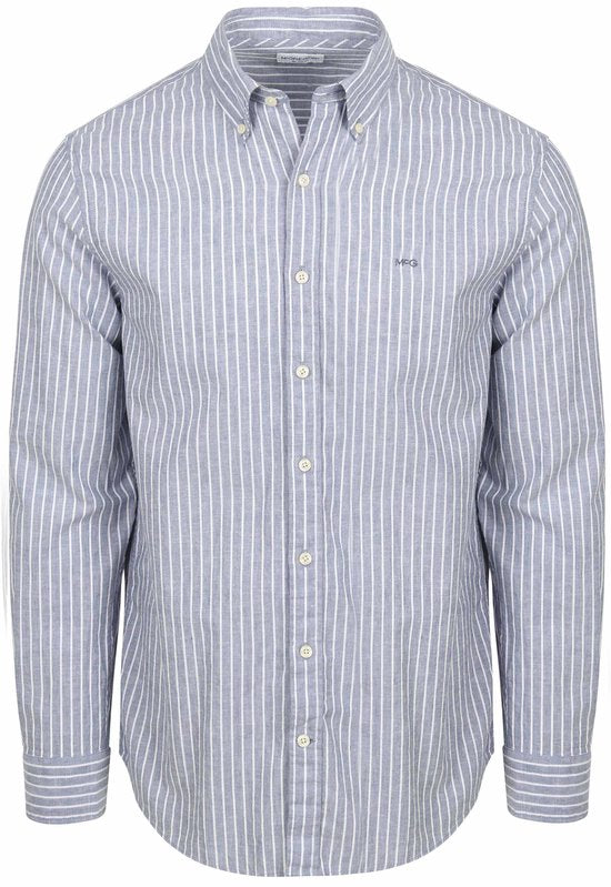 Chemise McGregor en coton et lin à rayures indigo - Taille XL - Homme