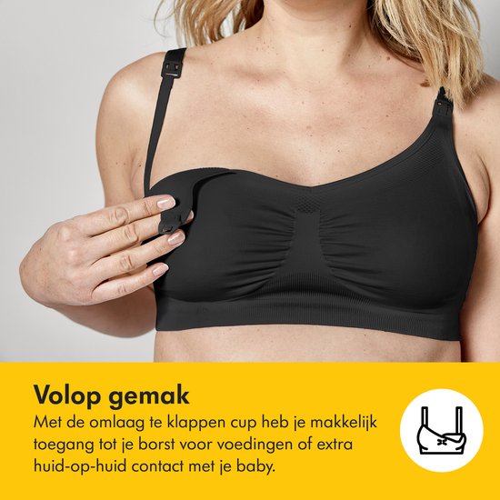 Soutien-gorge Medela Keep Cool - Soutien-gorge d'allaitement sans coutures - Soutien-gorge de grossesse avec 2 zones respirantes - Tissu Soft Touch - Noir - Taille L