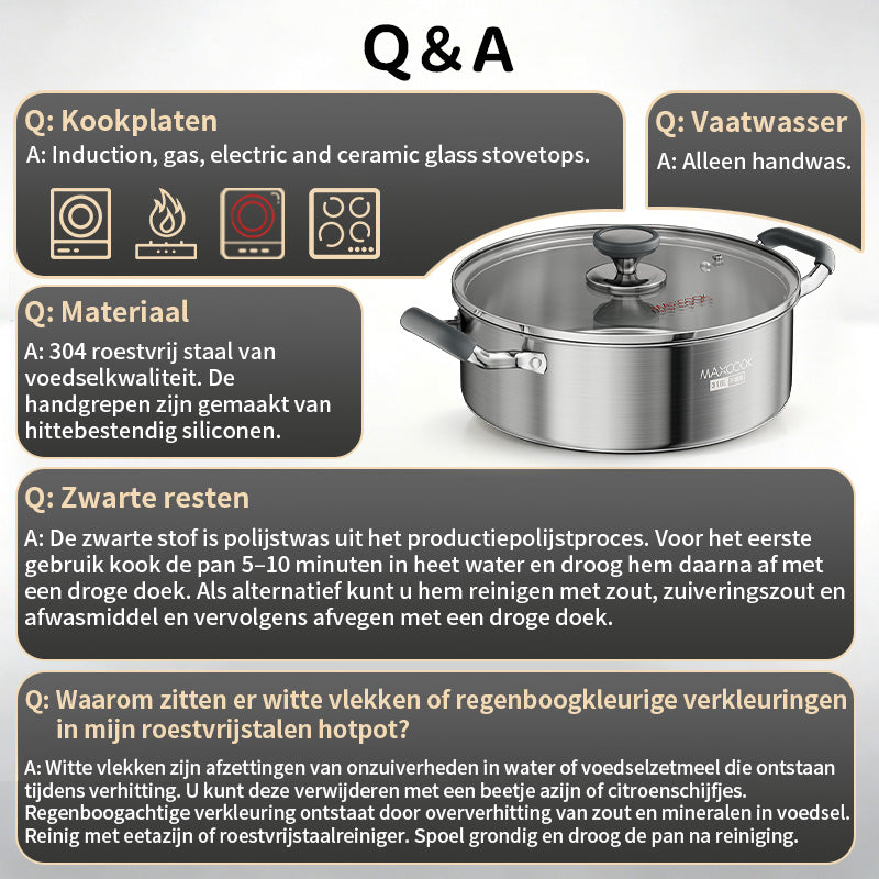 Marmite en acier inoxydable Maxcook - 30 cm - 6,5 litres