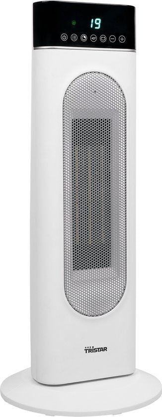 Radiateur électrique Tristar KA-5098 - Radiateur à tour en céramique - Télécommande - Convient pour 25 m² - Radiateur soufflant - Blanc