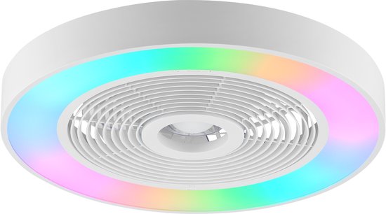 Brilliant Catania - Ventilateur de plafond - LED 40 W - CCT - 2700 K-6500 K - Intensité réglable - ICRGB - Veilleuse - Minuterie - Télécommande - Blanc