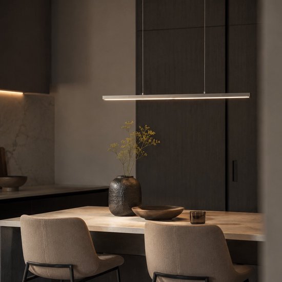 Suspension Bande 4906ST couleur acier, hauteur réglable de 50 à 125 cm, style moderne, avec composants électroniques et éléments métalliques, marque Steinhauer