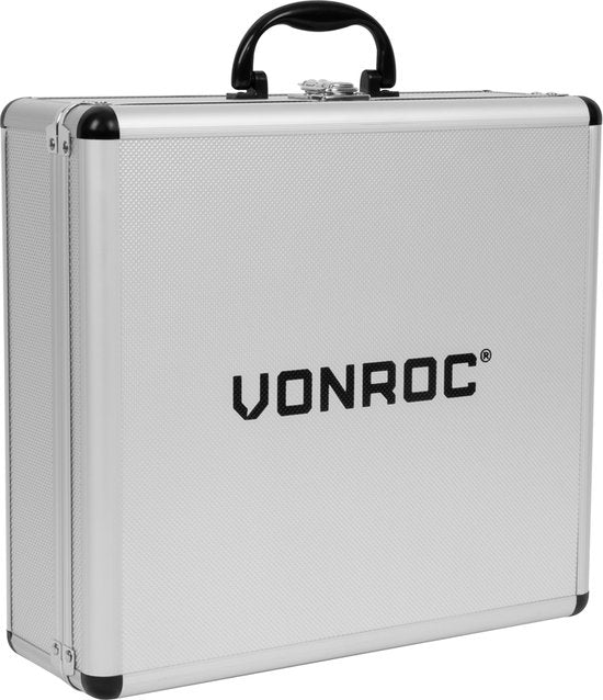 VONROC Perceuse sans fil 20V - 19 positions de vissage + position de perçage - Batterie 2.0Ah, chargeur rapide et 46 accessoires inclus dans une mallette de luxe