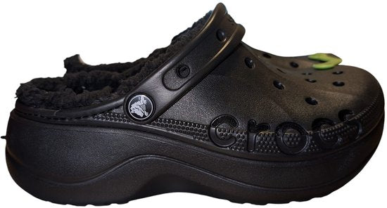 Sabots Crocs Baya à semelle compensée et doublés - pointure 39-40 - pointure britannique 7 - noir
