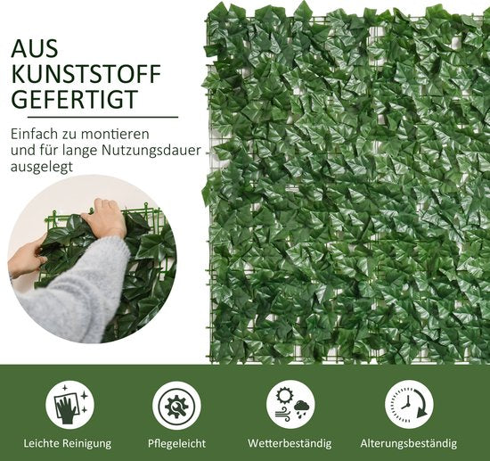 Haie artificielle Outsunny - lavable - résistante aux UV et aux intempéries - vert foncé