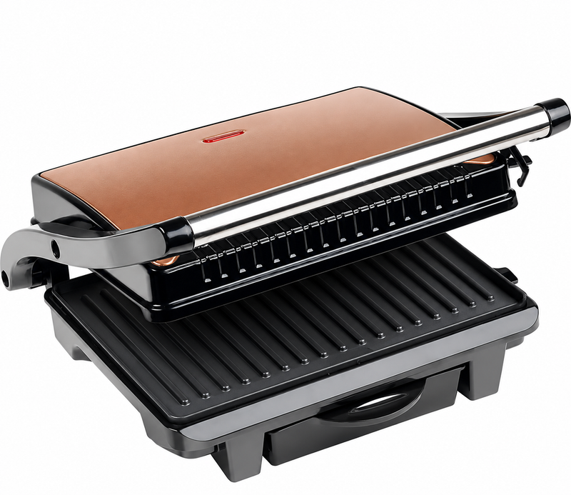 Grill de table Bestron - ASW113CO - 1 000 W - Appareil à croque-monsieur - Surface de cuisson 25 x 17 cm - Cuivre